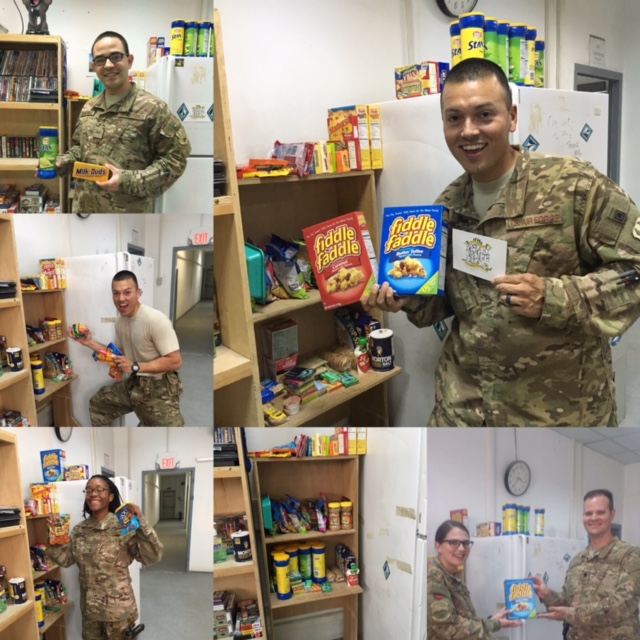troops enjoying snacks
